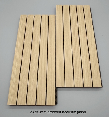 Auditorium Slat Wooden Grooved Acoustic Panels Sound Absorption Building Material