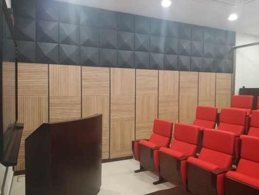 Auditorium Linear Timber Grooved Acoustic Panels Sound Absorption Building Material