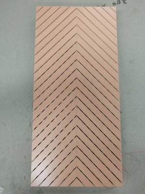 Auditorium Linear Timber Grooved Acoustic Panels Sound Absorption Building Material