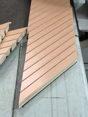 Auditorium Linear Timber Grooved Acoustic Panels Sound Absorption Building Material
