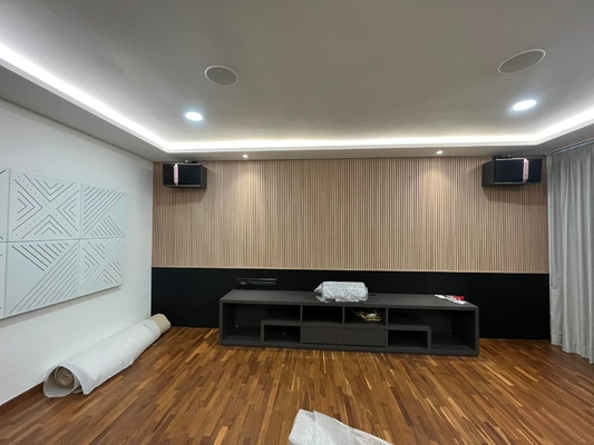 Home Theater Linear Timber Grooved Acoustic Panels Sound Absorption Building Material