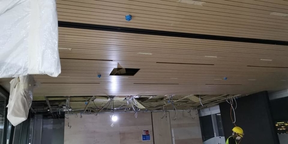 14/2mm Office Ceiling Tiles Hall Sound Absorbing Fireproof Grooved Acoustic Wall Panels