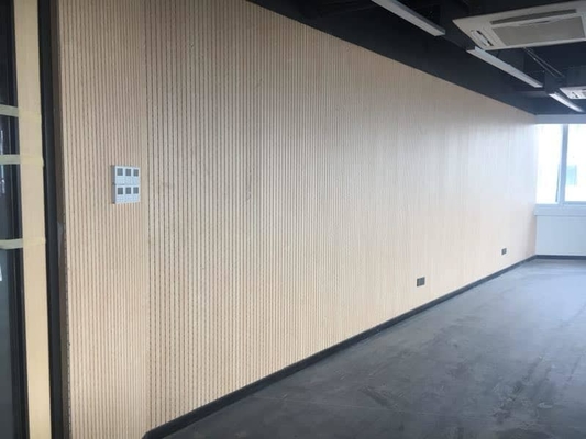 Multipupose Hall Timber Wall Linear Grooved Acoustic Panels Sound Absorption Isolation Board