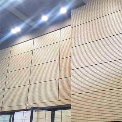 Multipupose Hall Timber Wall Linear Grooved Acoustic Panels Sound Absorption Isolation Board