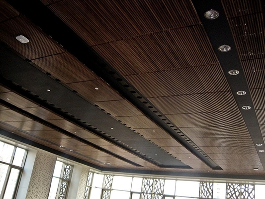 Walnut Veneer Finish Linear Grooved Acoustic Wall Panels Sound Absorption Isolation Board
