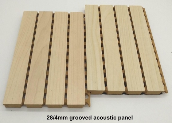 28/4mm Gym Veneer Linear Grooved Acoustic Wall Panels Sound Absorption Isolation Board