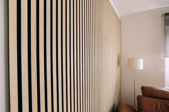 Timber Liner Veneer Grooved Acoustic Wall Panels Sound Absorption Isolation Board