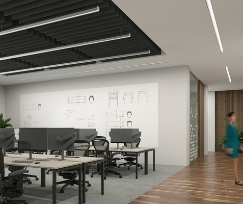 Black Baffle Ceiling Tiles Wood Wool Cement Acoustic Panels Soundproofing Board