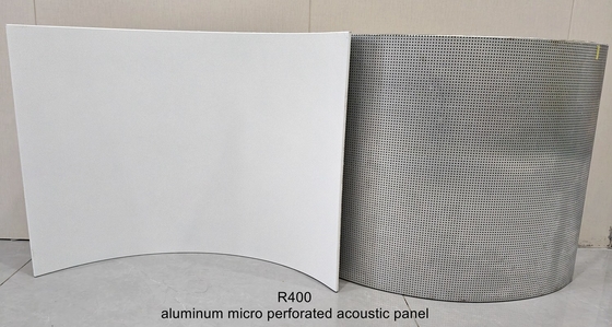 Non-combustible R400 Radium Curved Metal Woodgrain Powder Coating Perforated Panels Soundproof Board RAL