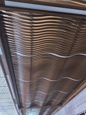 Bronze Color Radium Curved Ceiling Baffles Aluminum Composite Sound Absorption Panel