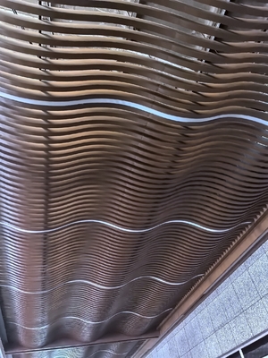 Bronze Color Radium Curved Ceiling Baffles Aluminum Composite Sound Absorption Panel