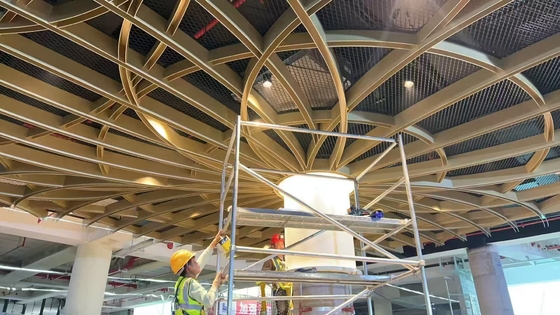 Aluminum ceiling baffle 3mm thickness woodgrain powder coated hollow section