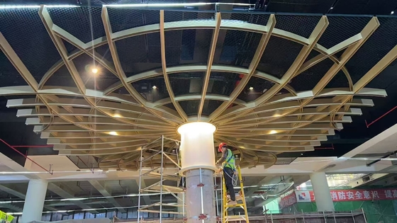 Aluminum ceiling baffle 3mm thickness woodgrain powder coated hollow section