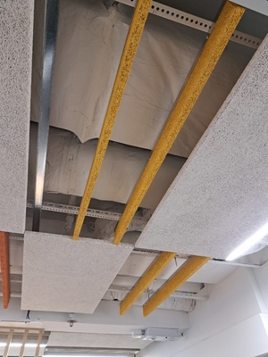 diy easy installatioin office ceiling tiles baffles cement board wood wool acoustic panel