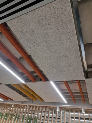 diy easy installatioin office ceiling tiles baffles cement board wood wool acoustic panel