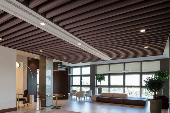 2/2/0.5mm Wooden Microperforated Acoustic Baffle Ceiling Tile Torsion Spring Panelized