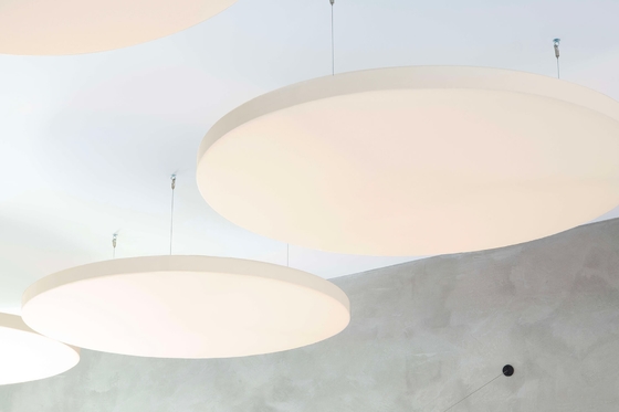 Circle shape cement wood wool acoustic panel sound absorption interior decorative board