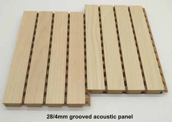 28/4mm Sound Absorbing Panels Veneer Woodgrain Grooved Acoustic Panel Interior Board