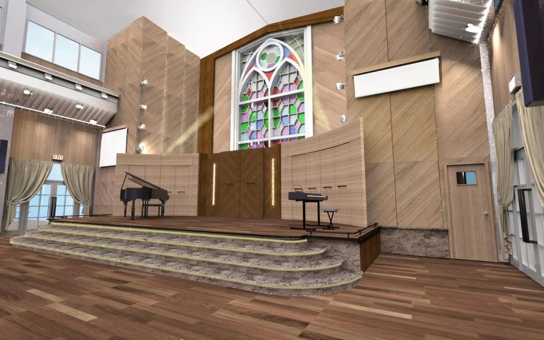 Church Linear Custom Grooved Acoustic Wall Panels Tongue And Grooved Sound Absorption Board
