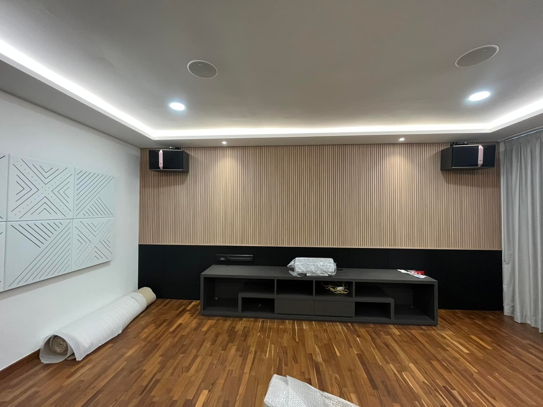 Home Theater Linear Timber Grooved Acoustic Panels Sound Absorption Building Material