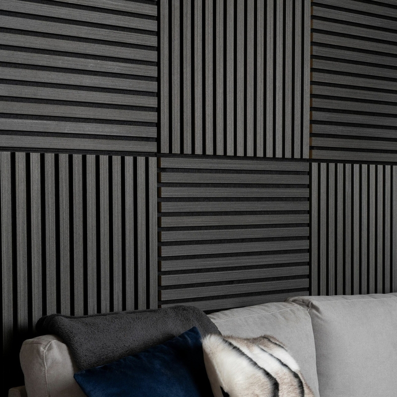 Black Color Timber Decorative Wall Panels Akupanel Felt Acoustic Soundproofing Board