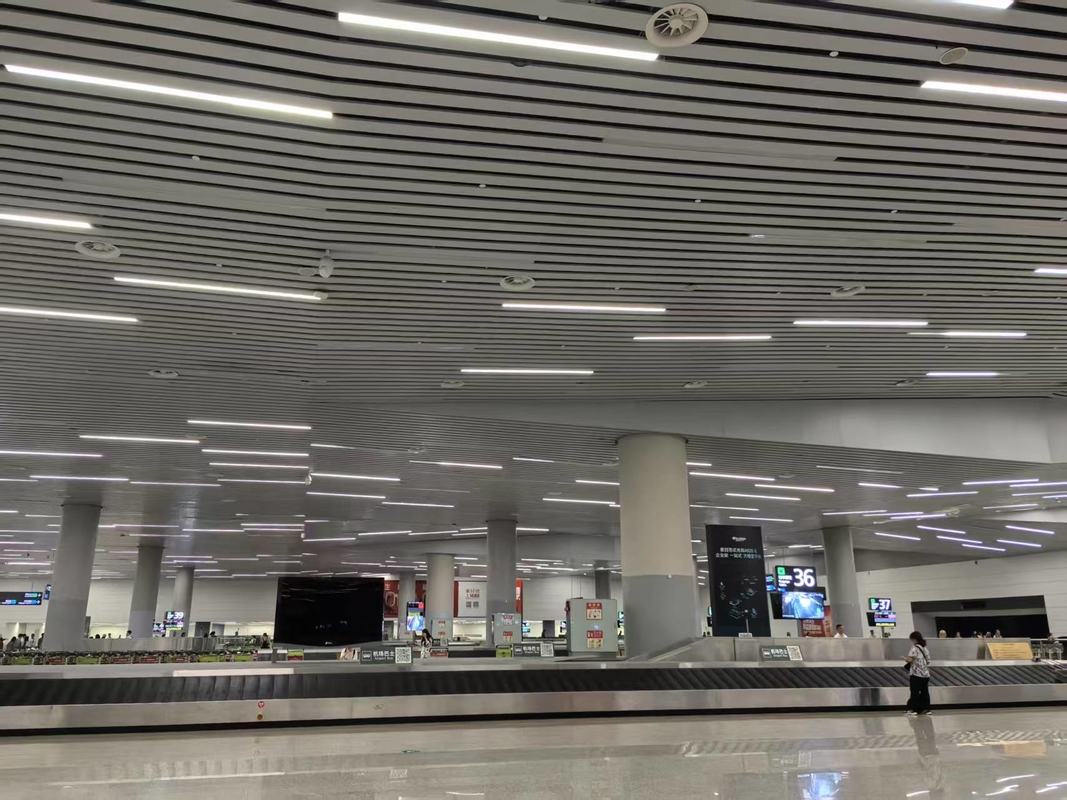 Airport Ceiling Tiles Strips Aluminum Perforated Acoustic Baffles Decorative Sound Board