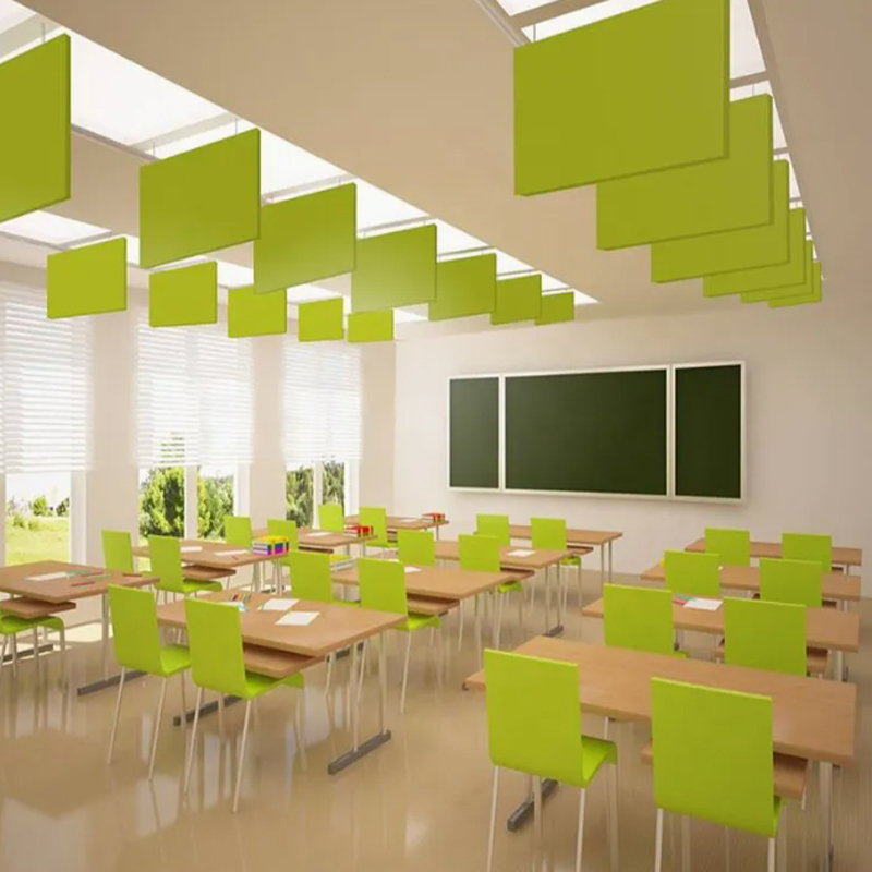 Class Room Ceiling Tile Hanging Suspened Sound Absorption Wood  Wool Acoustic Panel