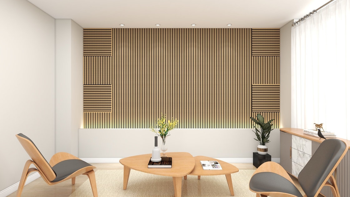 Woodgrain Formica Laminate Grooved Acoustic Panel for Walls and Ceilings