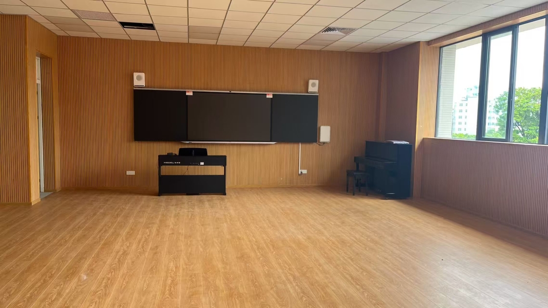 Classroom Sound Absorbing Veneer Woodgrain Grooved Acoustic Panel Interior Board